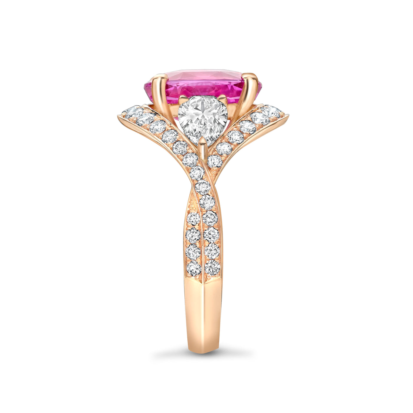 Foxglove Pink Sapphire and Diamond Ring