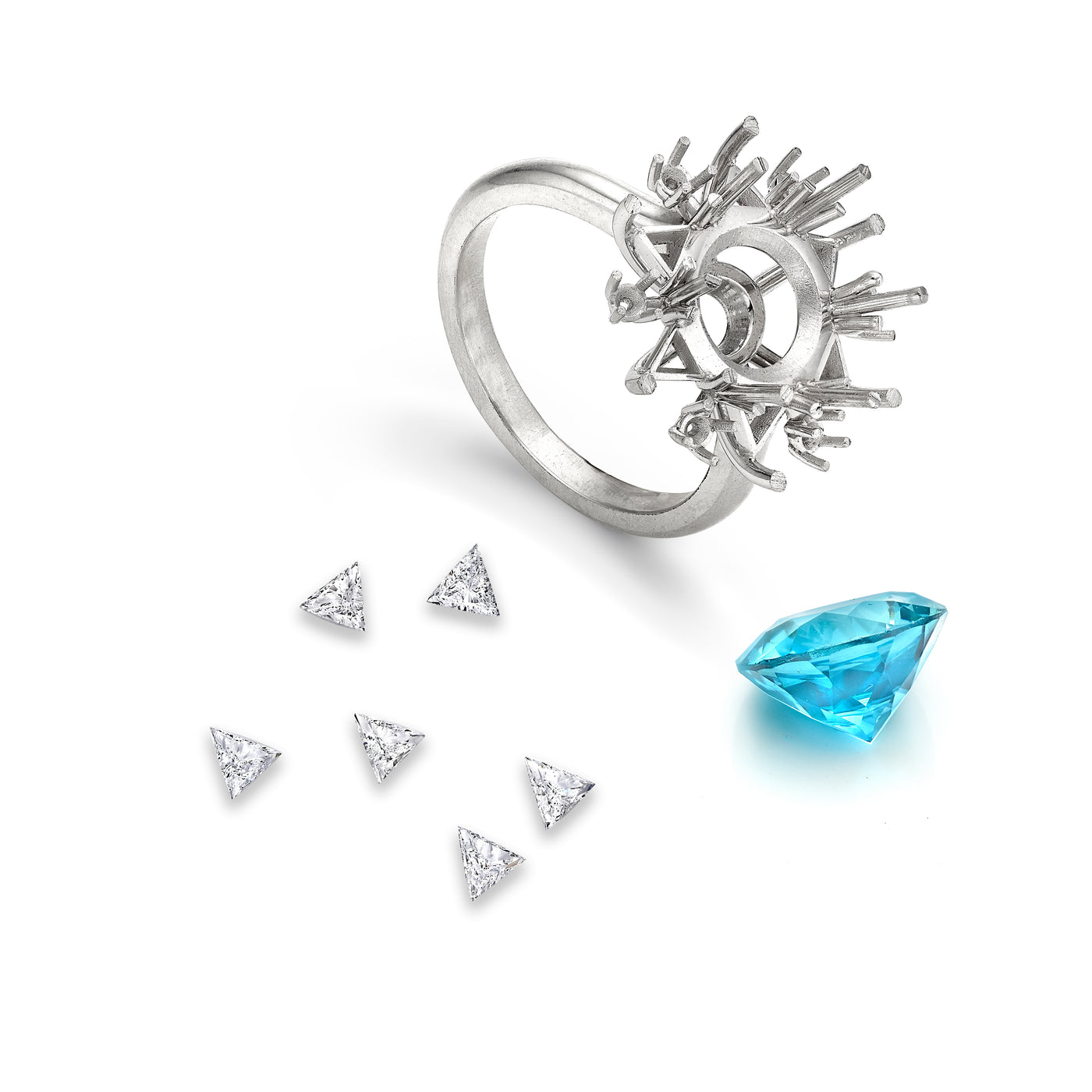 Frosted Grove Zircon and Diamond Ring