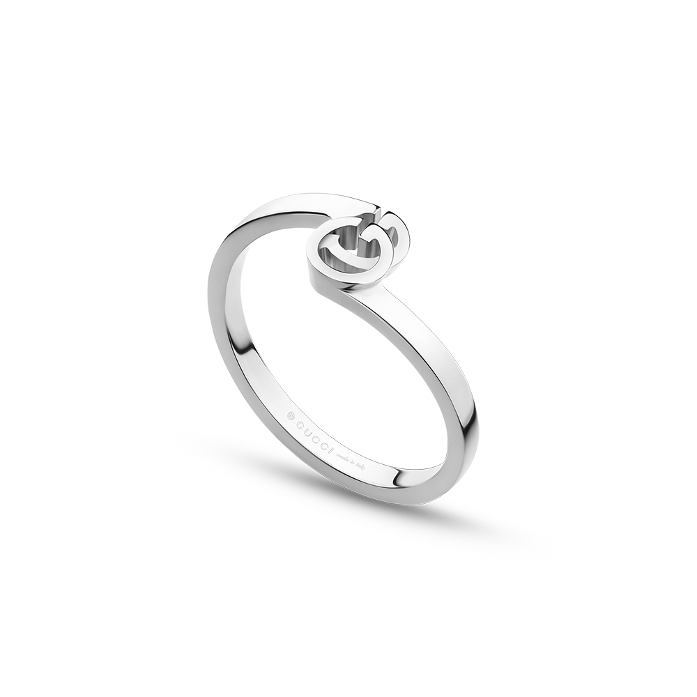 Gucci GG Running 18ct White Gold Ring Size 15