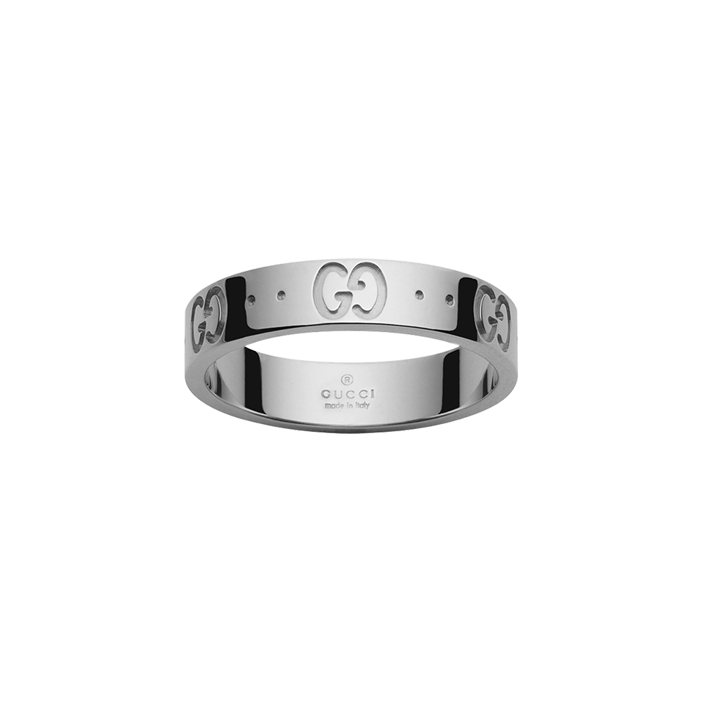 Gucci Icon 18ct White Gold Thin Ring Size 15
