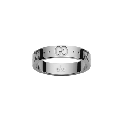 Gucci Icon 18ct White Gold Thin Ring Size 15