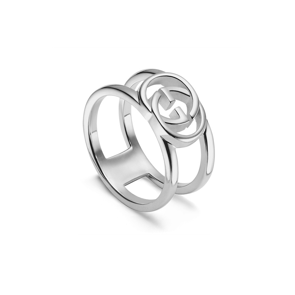 Gucci Interlocking G Open Silver Ring Size 15