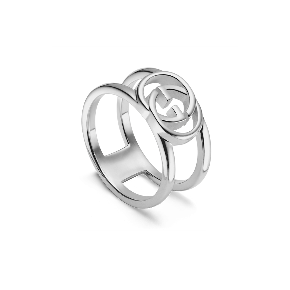 Gucci Interlocking G Open Silver Ring Size 19