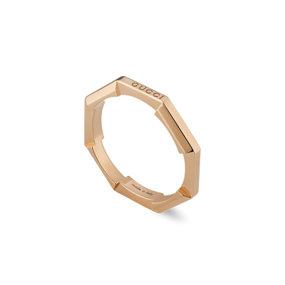 Gucci Link to Love 18ct Rose Gold Mirrored Ring Size 14