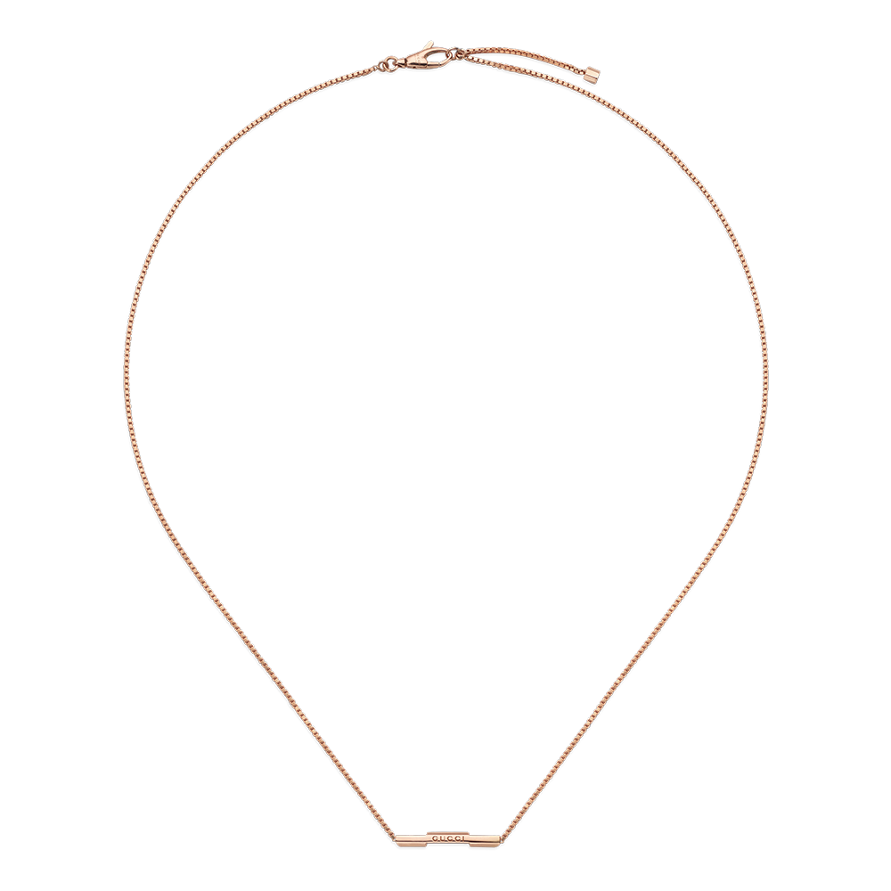 Gucci Link to Love 18ct Rose Gold Necklace with Gucci Bar
