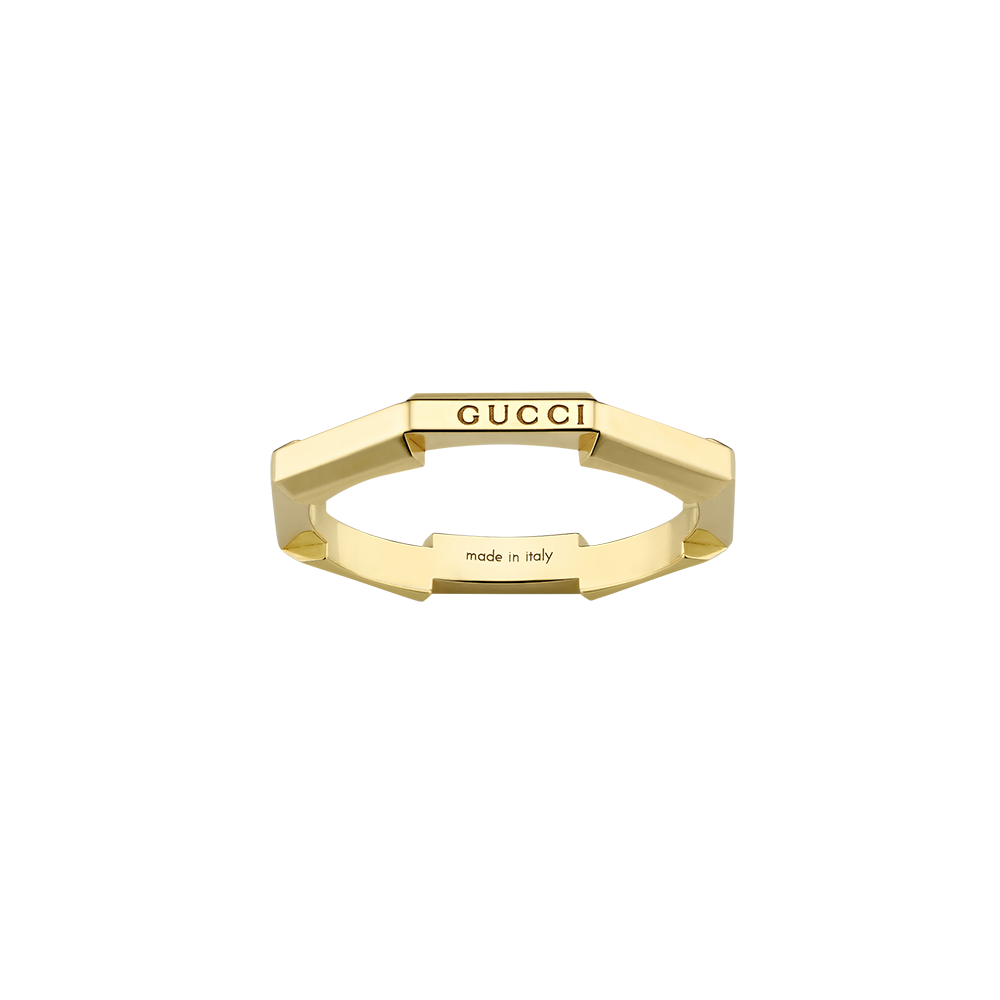 Gucci Link to Love 18ct Yellow Gold  Mirrored Ring Size 13