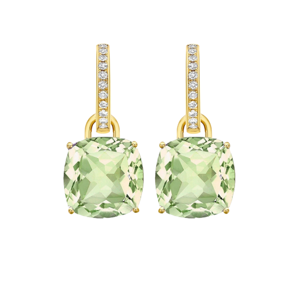 Kiki McDonough Classic Green Amethyst and Diamond  Earrings