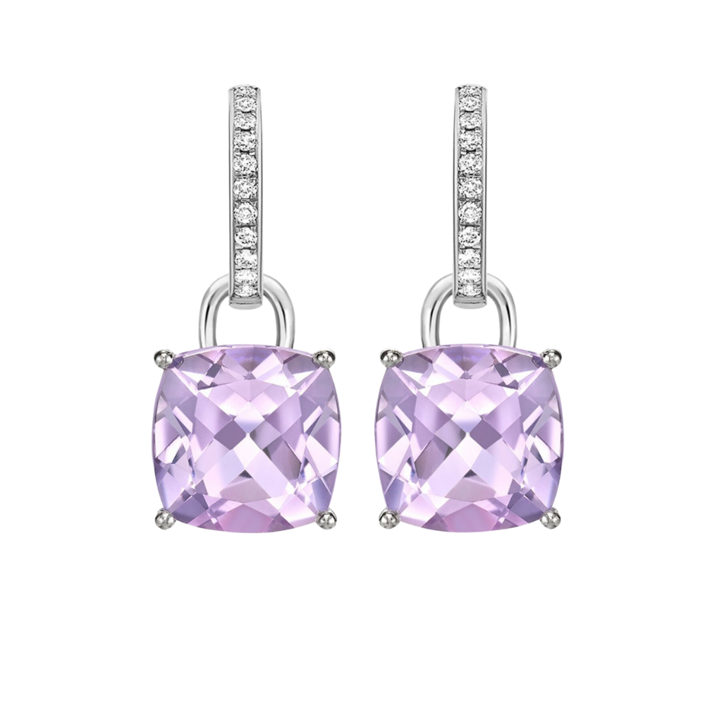Kiki McDonough Classic Purple Amethyst and Diamond Earrings