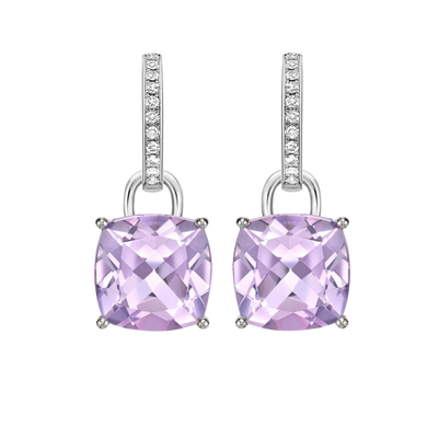 Kiki McDonough Classic Purple Amethyst and Diamond Earrings