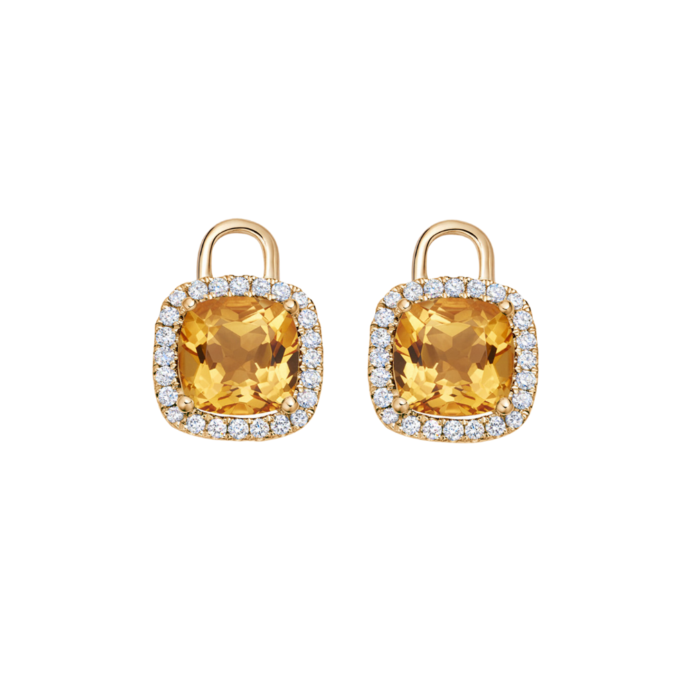 Kiki McDonough Diamond Mini Cushion Citrine Drops