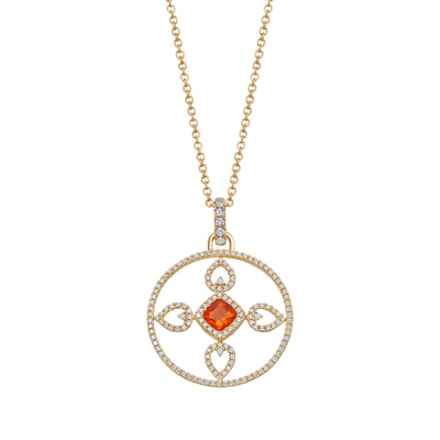 Kiki McDonough Firefly Fire Opal and Diamond Necklace