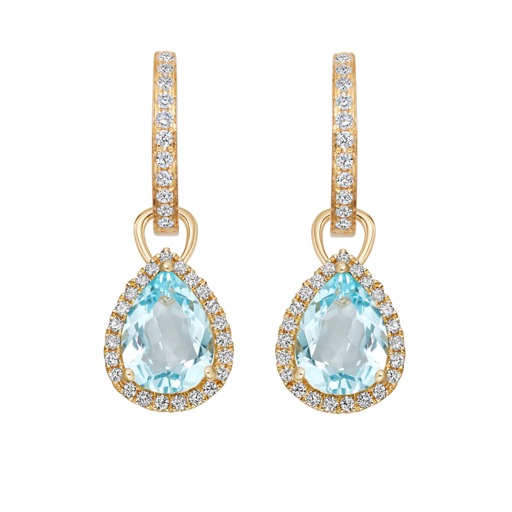 Kiki McDonough Grace Pear Blue Topaz and Diamond Earrings