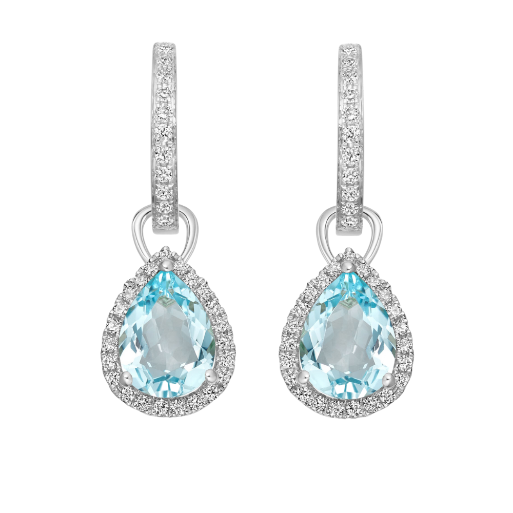 Kiki McDonough Grace Pear Blue Topaz and Diamond Earrings