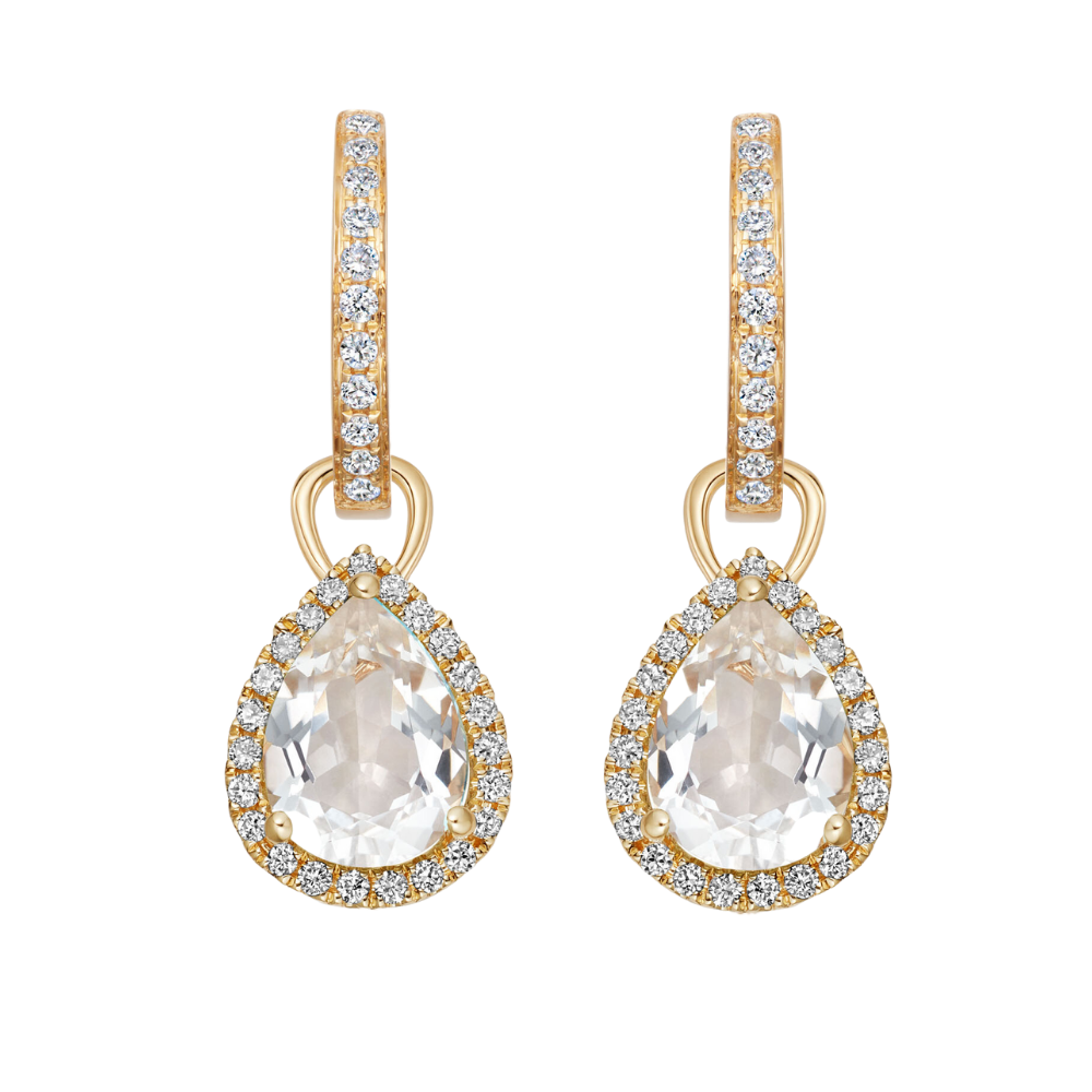 Kiki McDonough Grace Pear White Topaz and Diamond Earrings