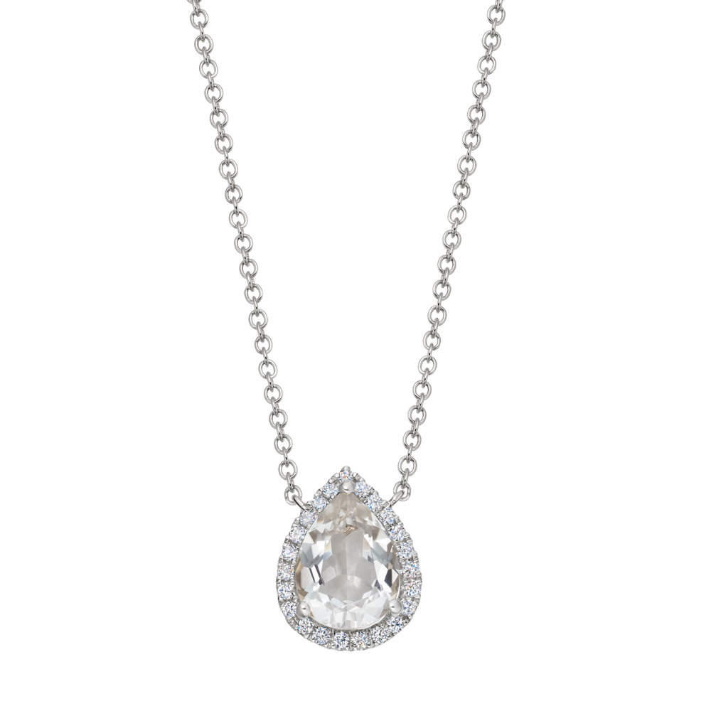 Kiki McDonough Grace Pear White Topaz and Diamond Necklace