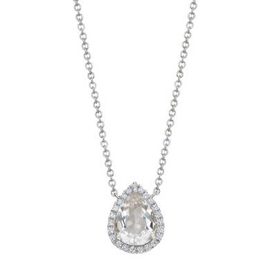 Kiki McDonough Grace Pear White Topaz and Diamond Necklace