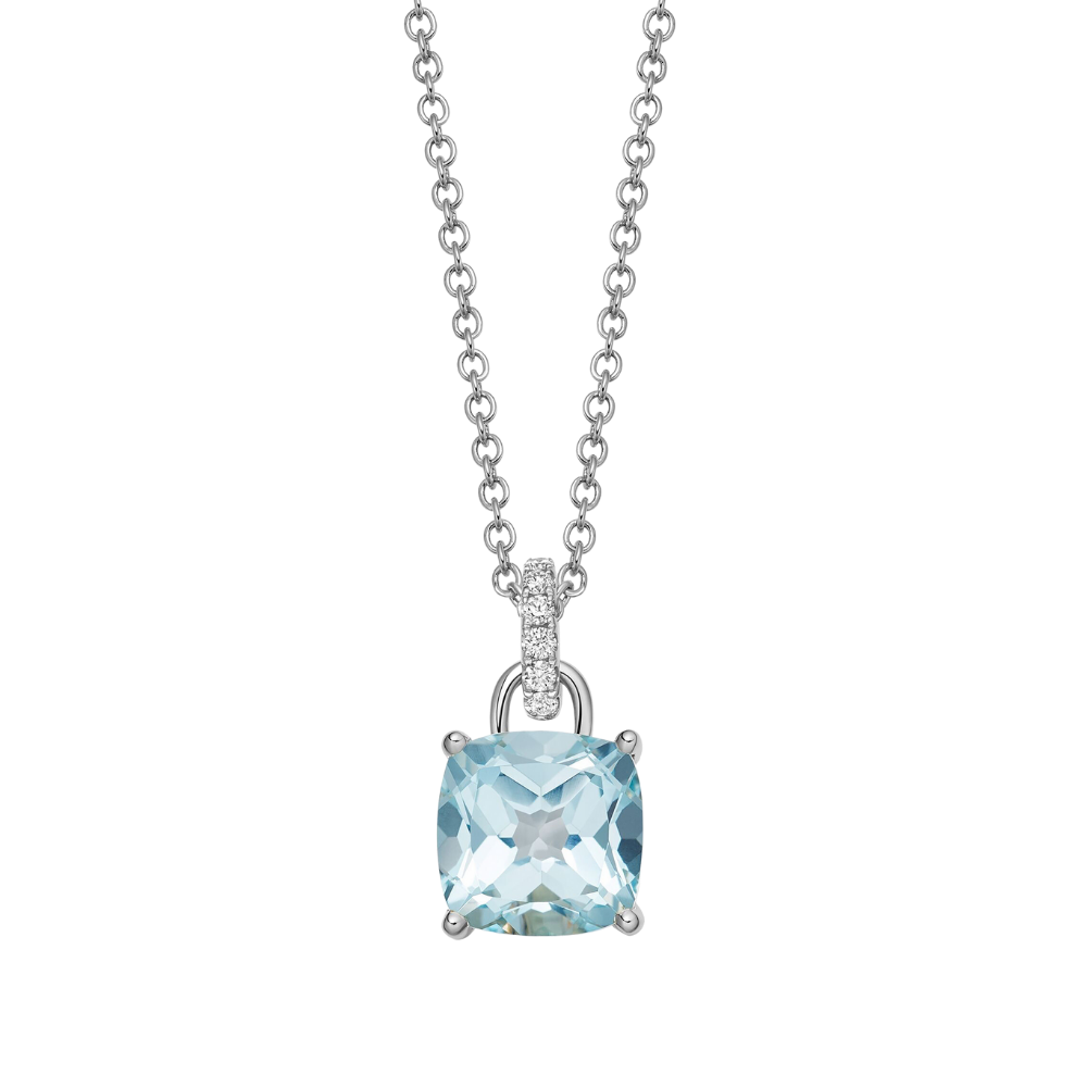 Kiki McDonough Kiki Cushion Blue Topaz Diamond Loop Necklace