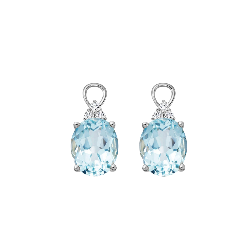 Kiki McDonough Oval Blue Topaz and Diamond Drops