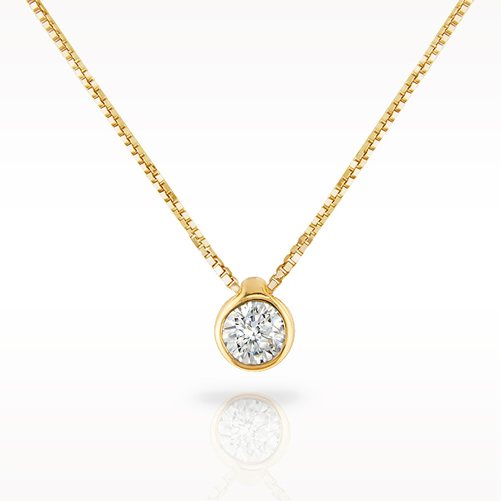 Love Diamonds by Portfolio of Fine Diamonds Single Stone Gold Necklace