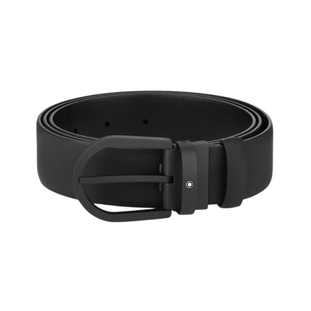 Horseshoe Buckle Black 35 mm Leather Belt