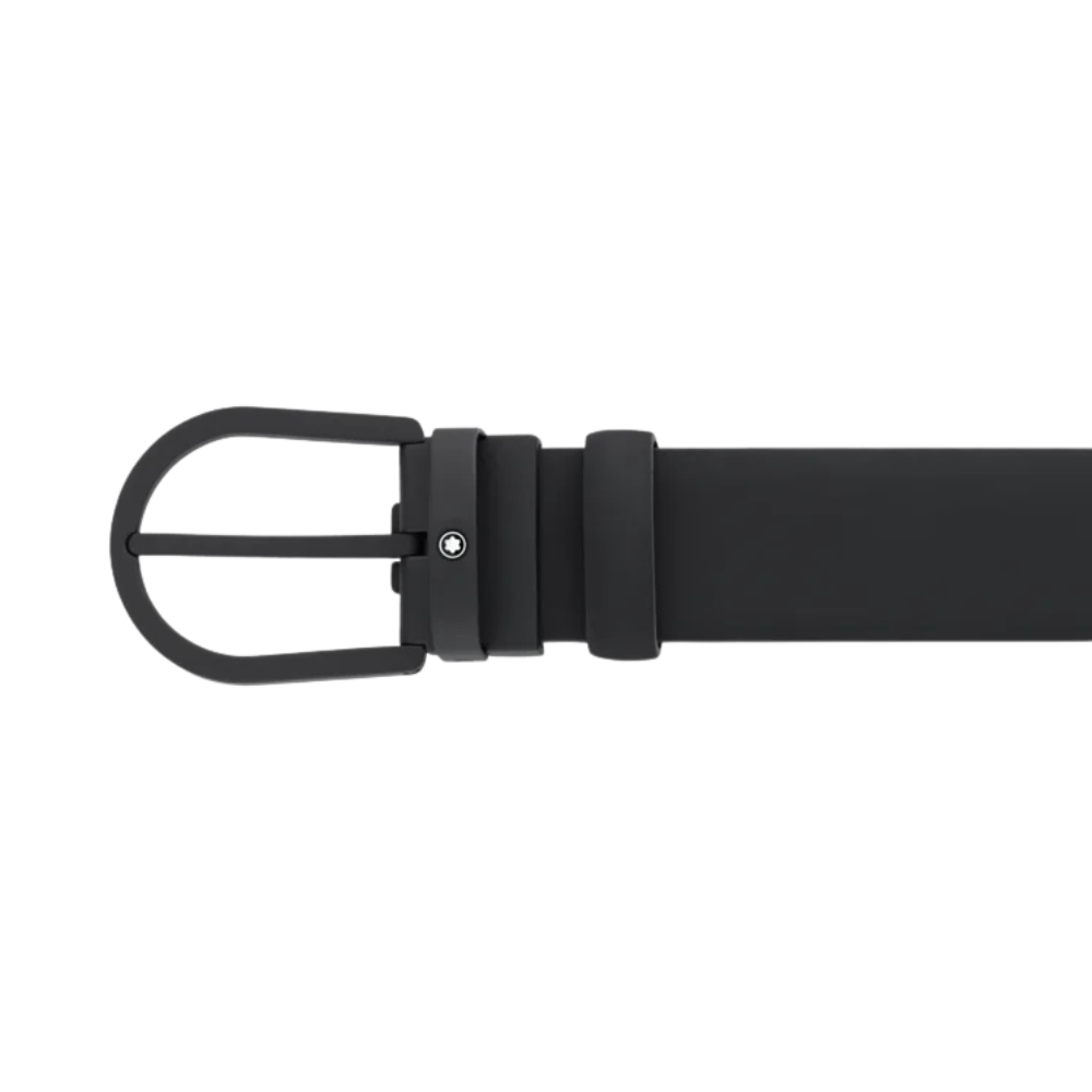 Horseshoe Buckle Black 35 mm Leather Belt
