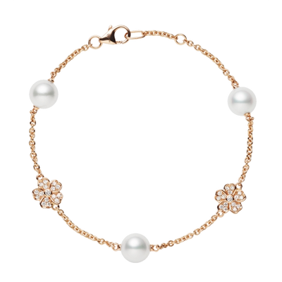 Mikimoto Floral Diamond and Pearl Bracelet