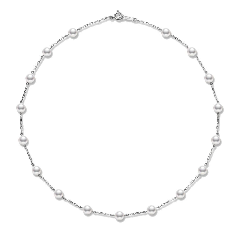 Mikimoto Pearl Chain Necklace White Gold