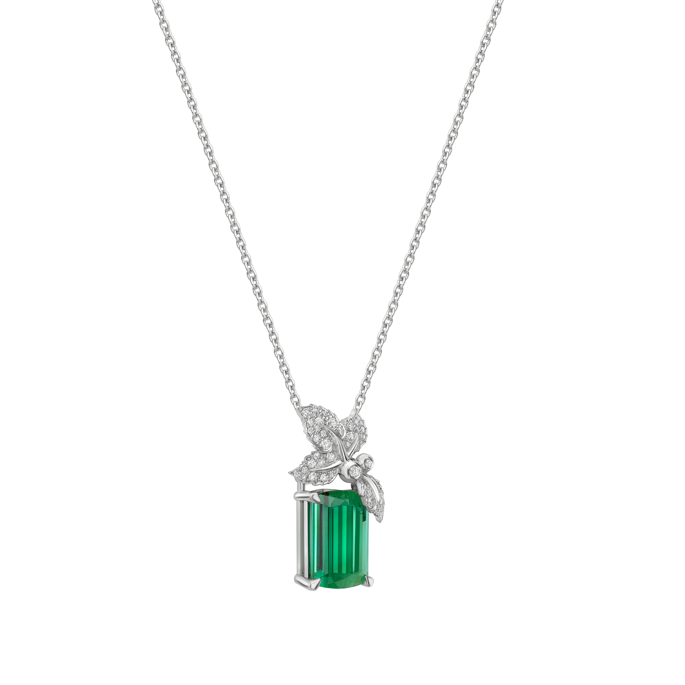 Winter Ivy Tourmaline and Diamond Necklace