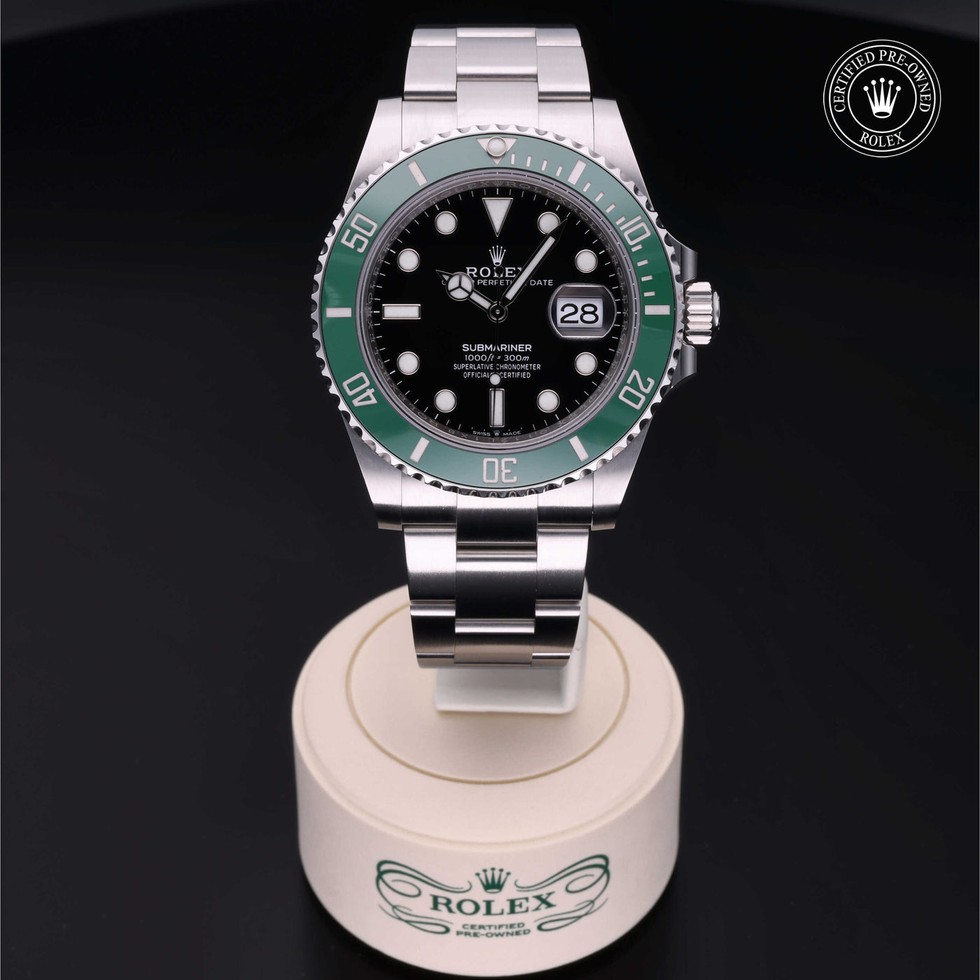 Rolex Certified Pre-Owned Submarinar Date Stainless Steel with Black Dial and Green Bezel