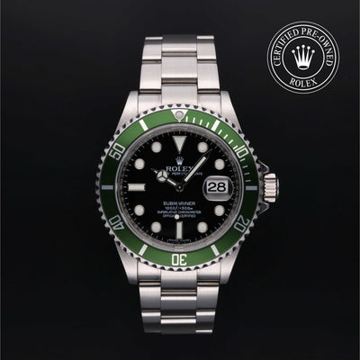 Rolex Certified Pre-Owned Submarinar Date Stainless Steel with Black Dial and Green Bezel