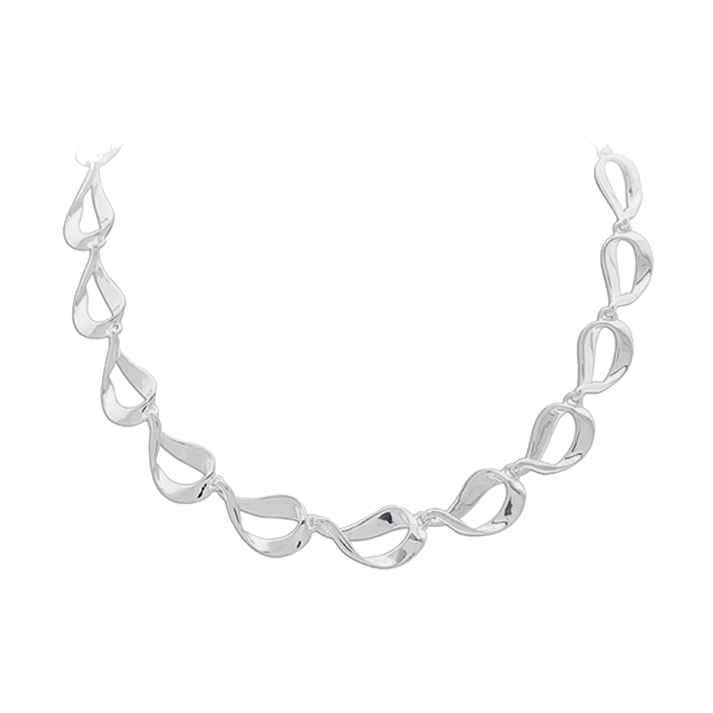 Silver Collection Satin and Polished Necklace