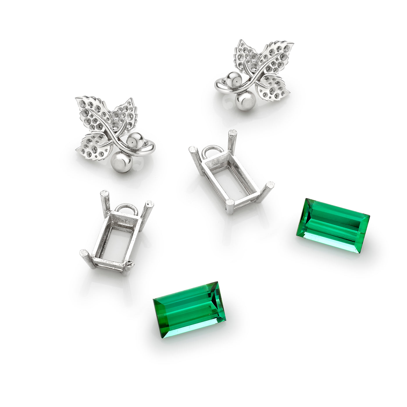 Winter Ivy Tourmaline and Diamond Earrings