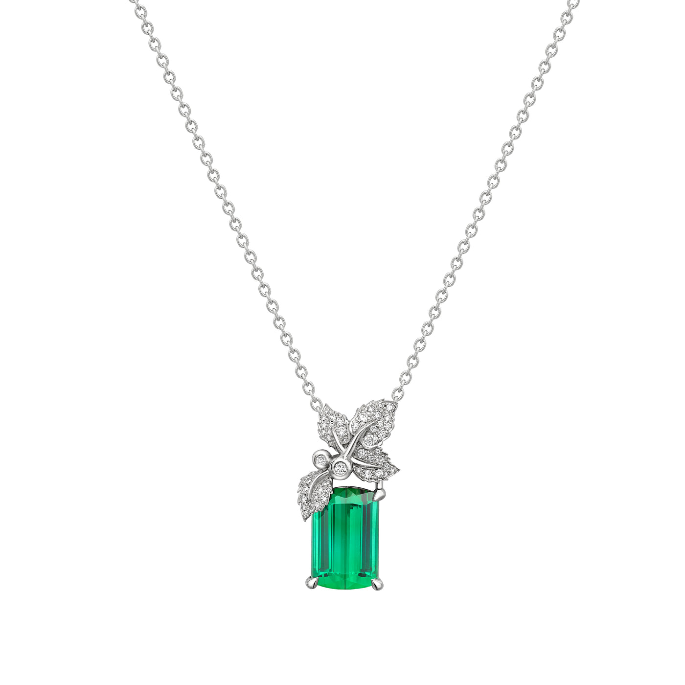 Winter Ivy Tourmaline and Diamond Necklace