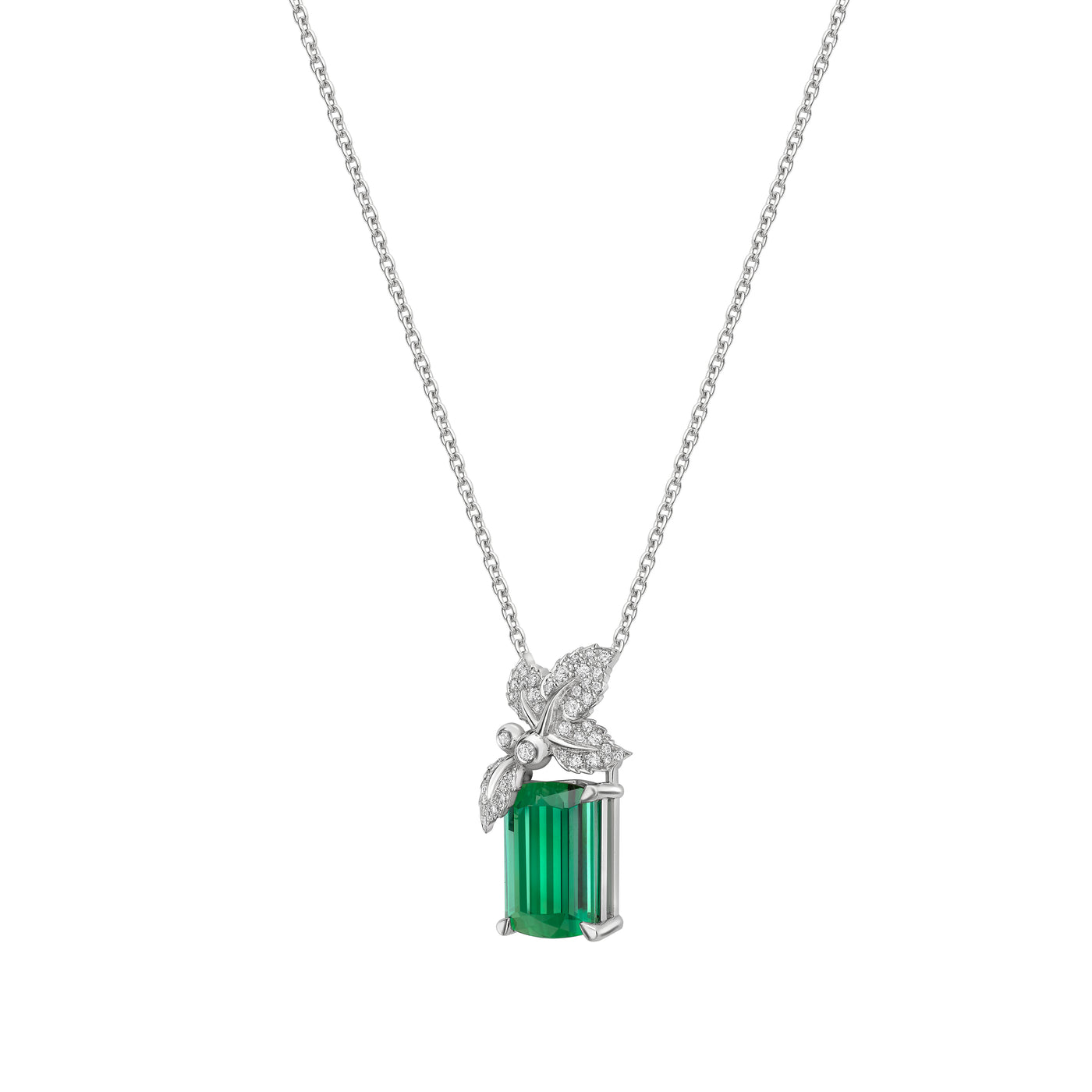 Winter Ivy Tourmaline and Diamond Necklace
