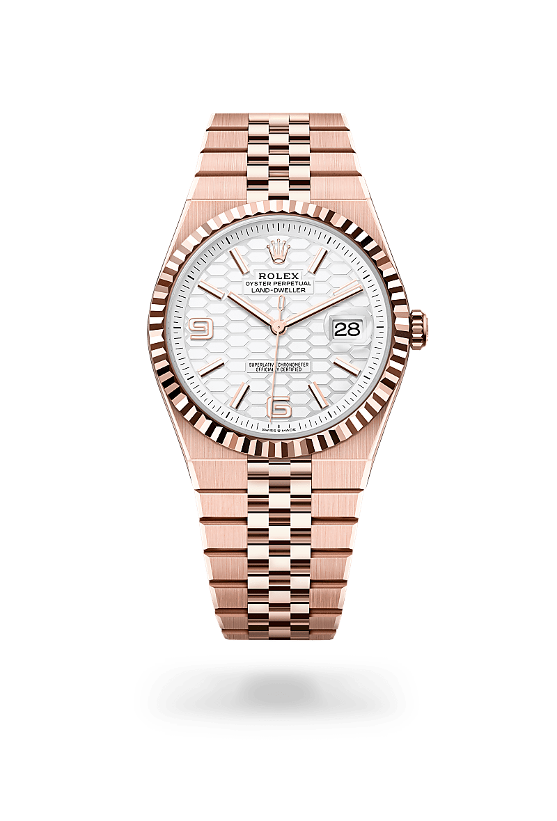Rolex Oyster, 40 mm, Everose gold in 18 ct Everose gold, M127335-0001 at Lunn's Jewellers