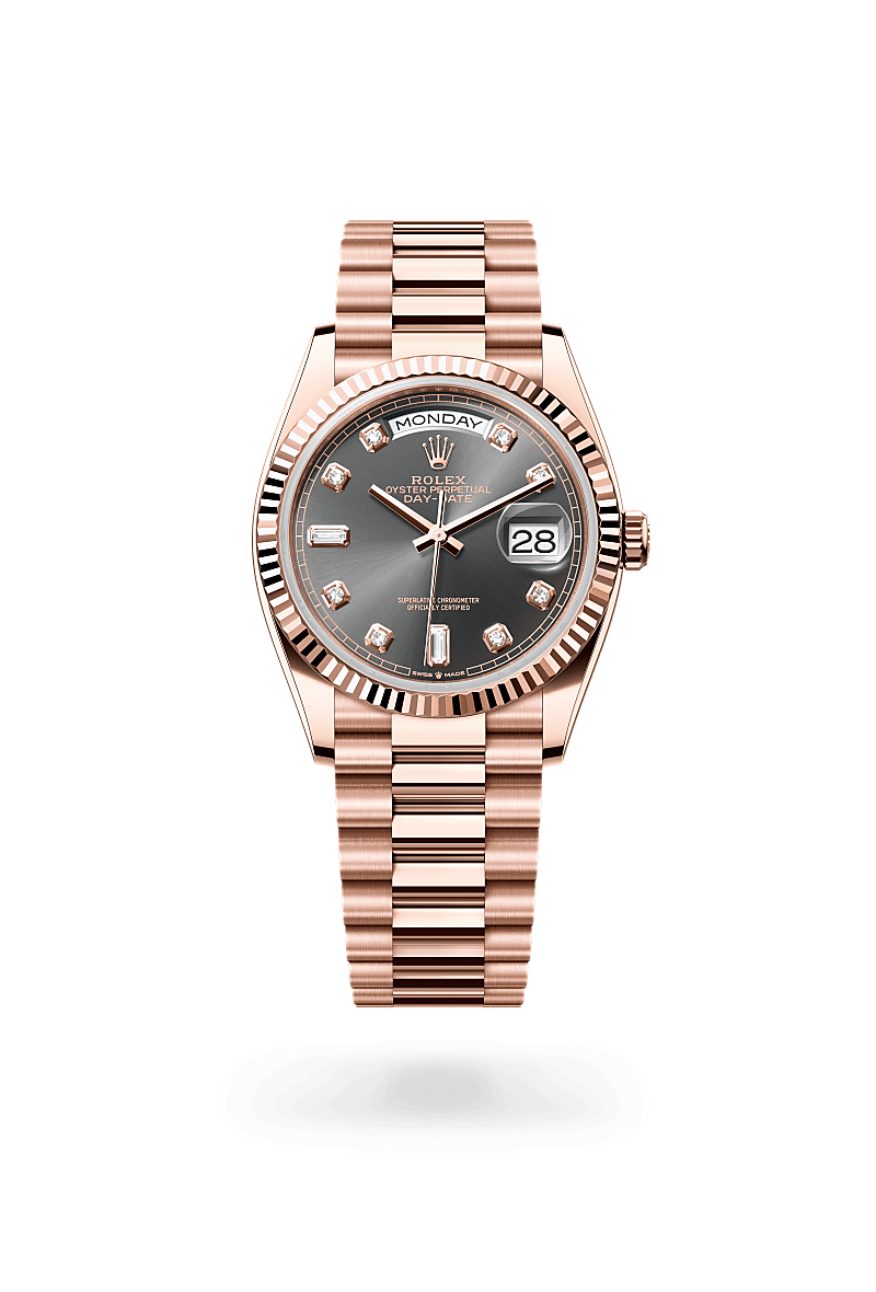 Rolex Oyster, 36 mm, Everose gold in 18 ct Everose gold, M128235-0050 at Lunn's Jewellers