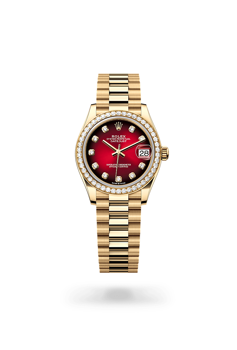 Rolex Oyster, 31 mm, yellow gold and diamonds in 18 ct yellow gold, M278288RBR-0041 at Lunn's Jewellers