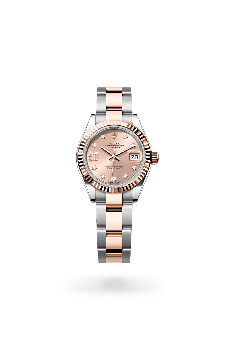 Rolex Oyster, 28 mm, Oystersteel and Everose gold in Everose Rolesor - combination of Oystersteel and Everose gold, M279171-0028 at Lunn's Jewellers