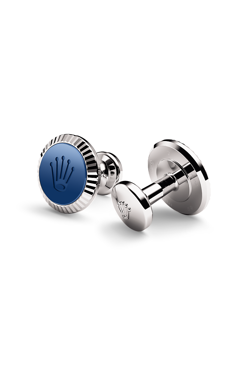 Rolex ‘Fluted’ cufflinks in 18 ct white gold, A1039 at Lunn's Jewellers