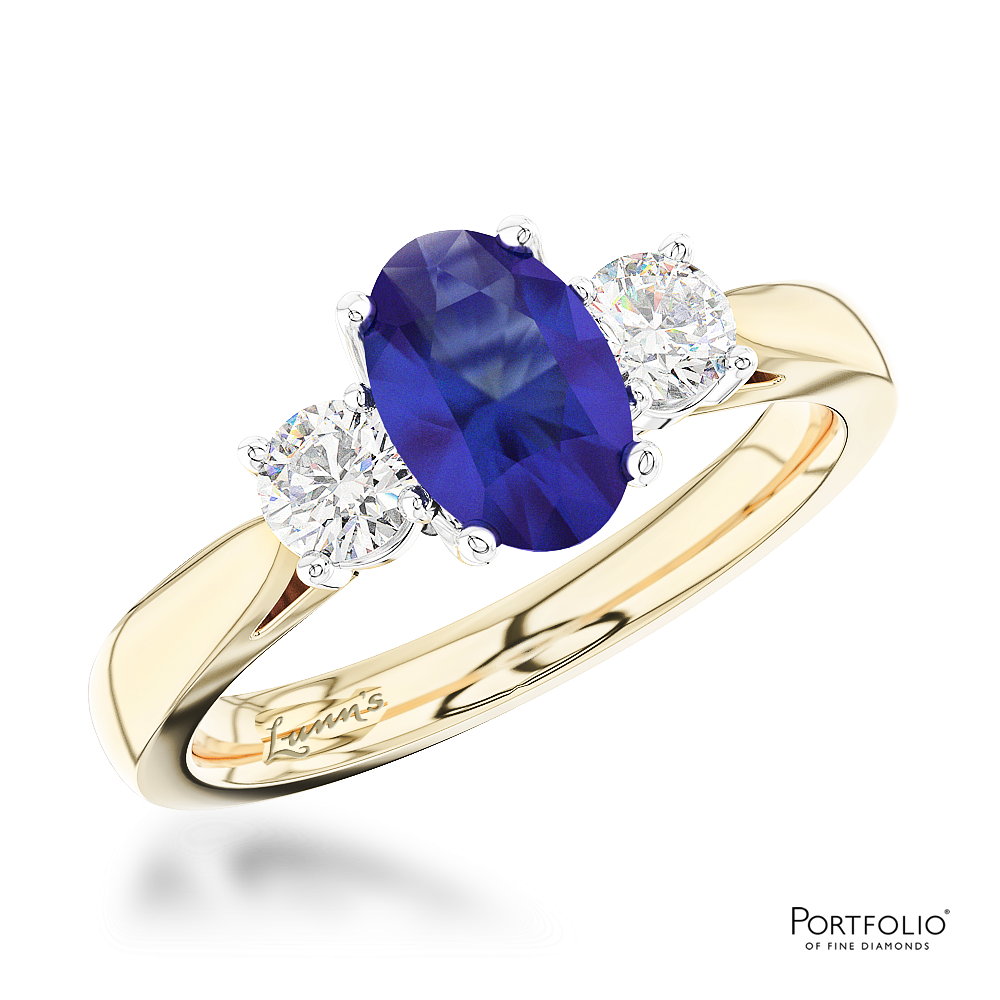 Three Stone 1.42ct Sapphire Yellow Gold/Platinum Ring