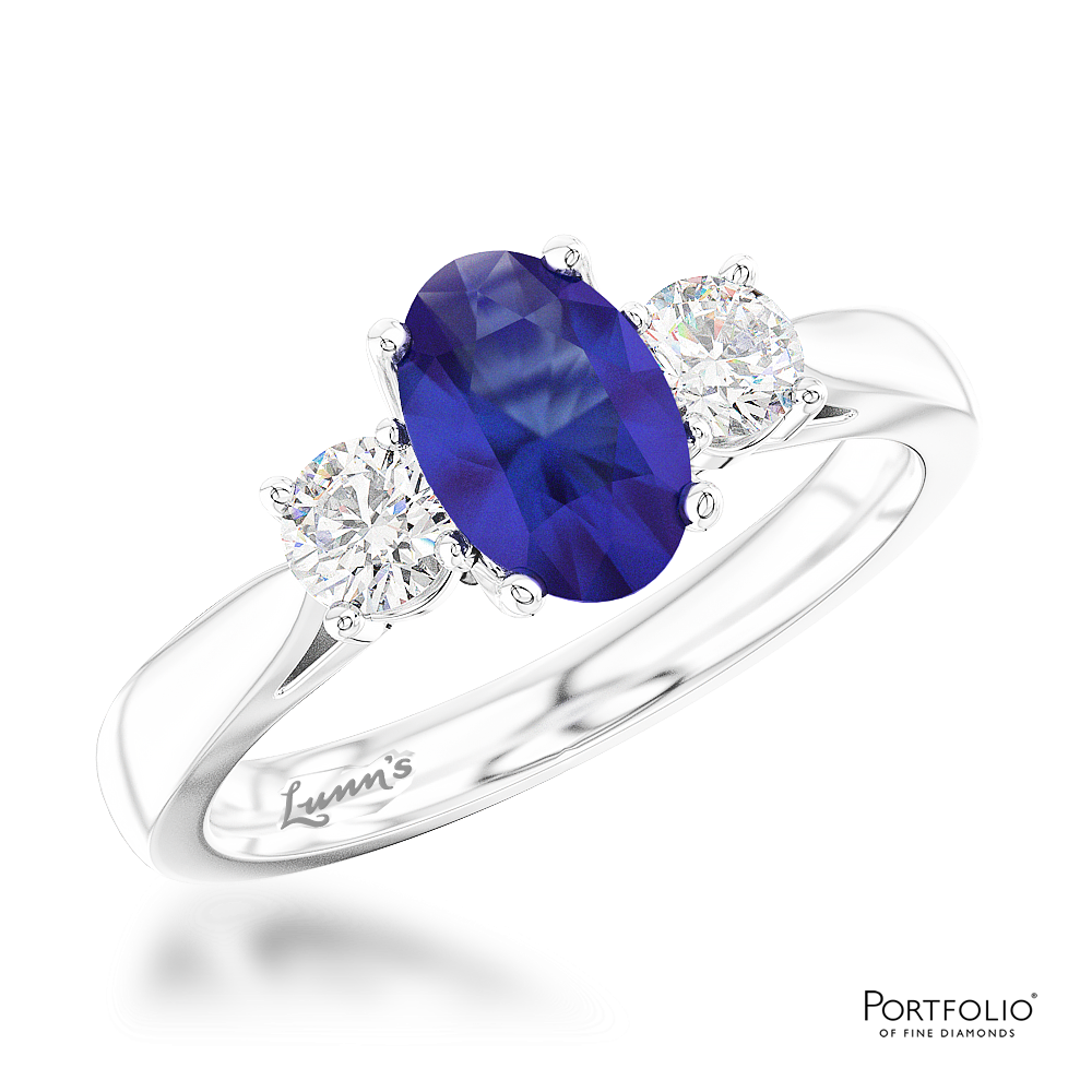 Three Stone 0.76ct Sapphire Platinum Ring