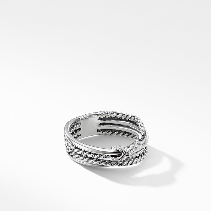 David Yurman Crossover Band Ring with Pavé Diamonds