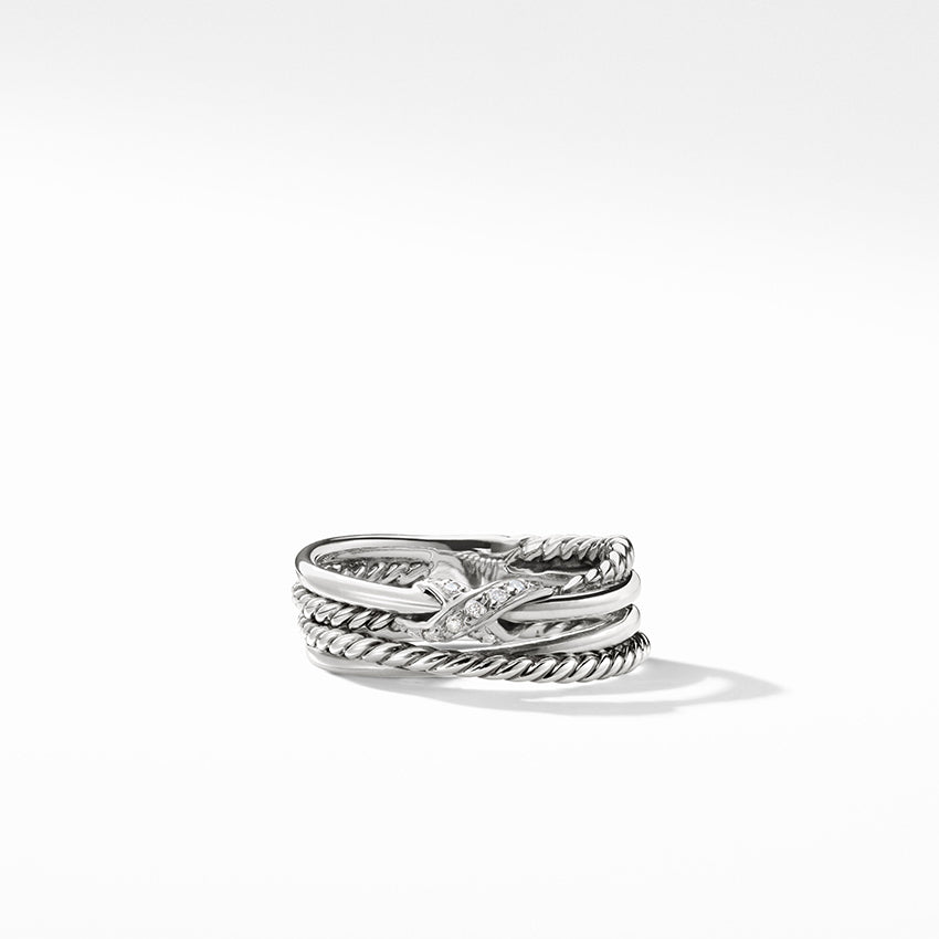 David Yurman Crossover Band Ring with Pavé Diamonds
