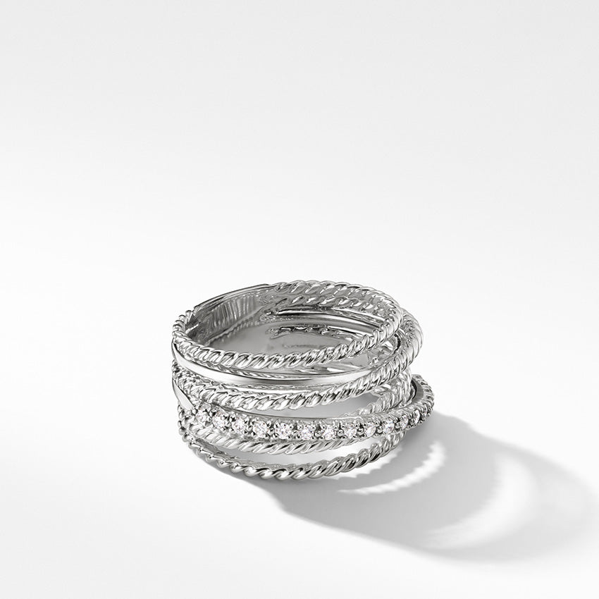 David Yurman Crossover Ring with Pavé Diamonds