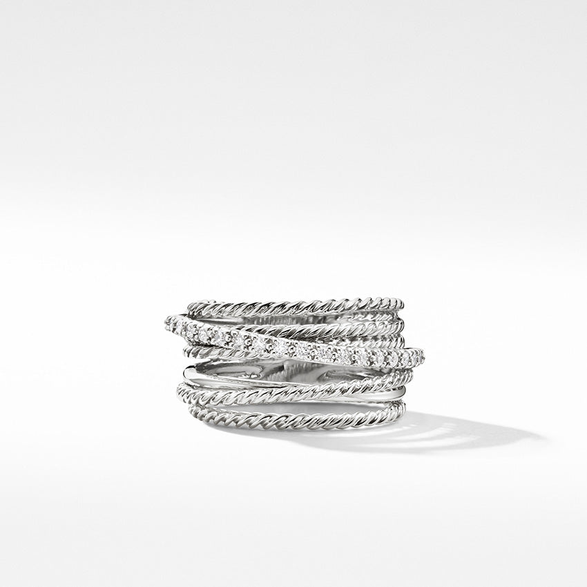 David Yurman Crossover Ring with Pavé Diamonds