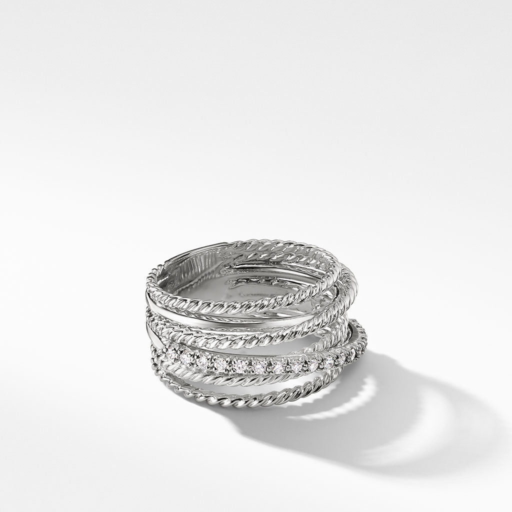 David Yurman The Crossover Collection Wide Ring with Diamonds