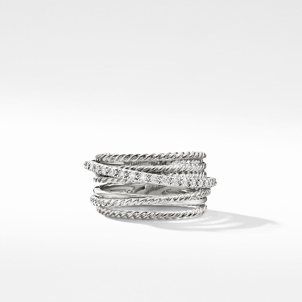 David Yurman The Crossover Collection Wide Ring with Diamonds