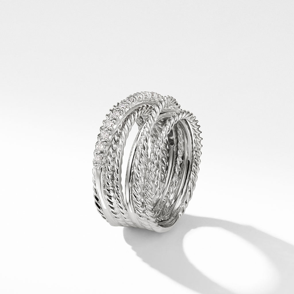 David Yurman The Crossover Collection Wide Ring with Diamonds