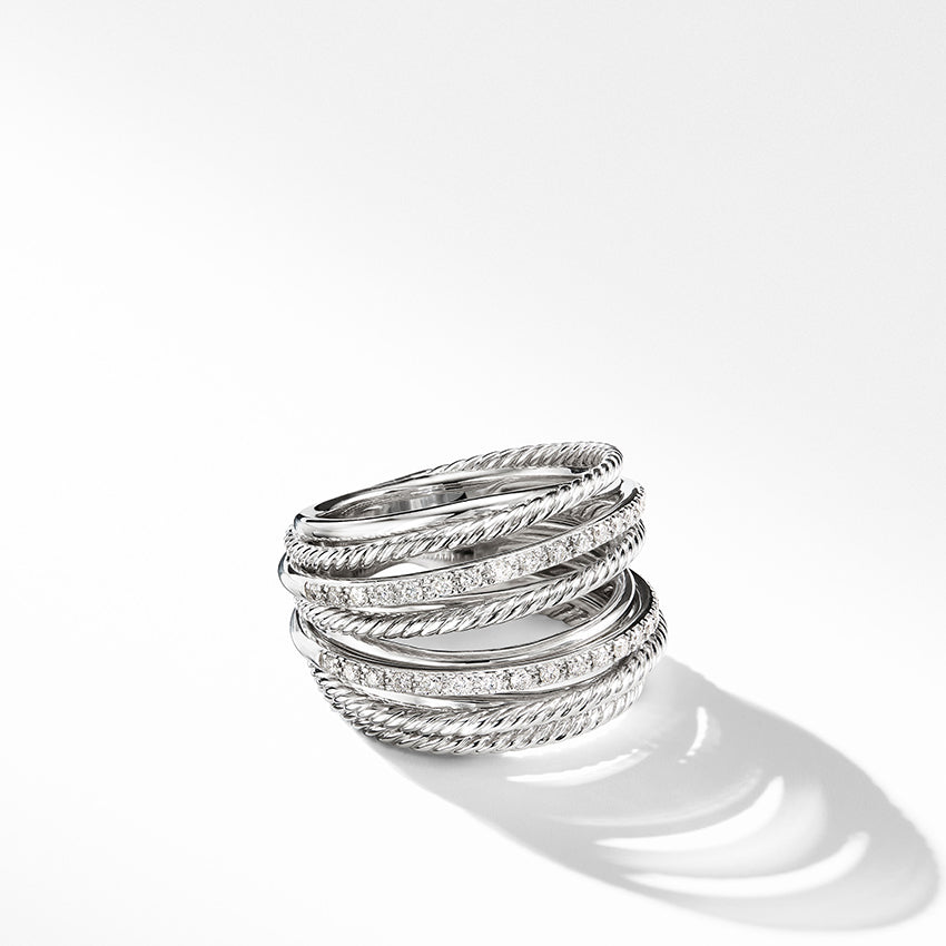 David Yurman Crossover Ring with Pavé Diamonds