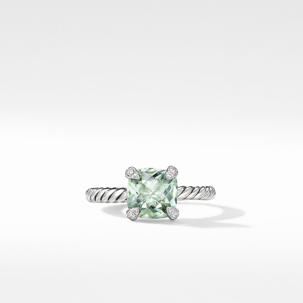 David Yurman Chatelaine Ring with Prasiolite and Diamonds